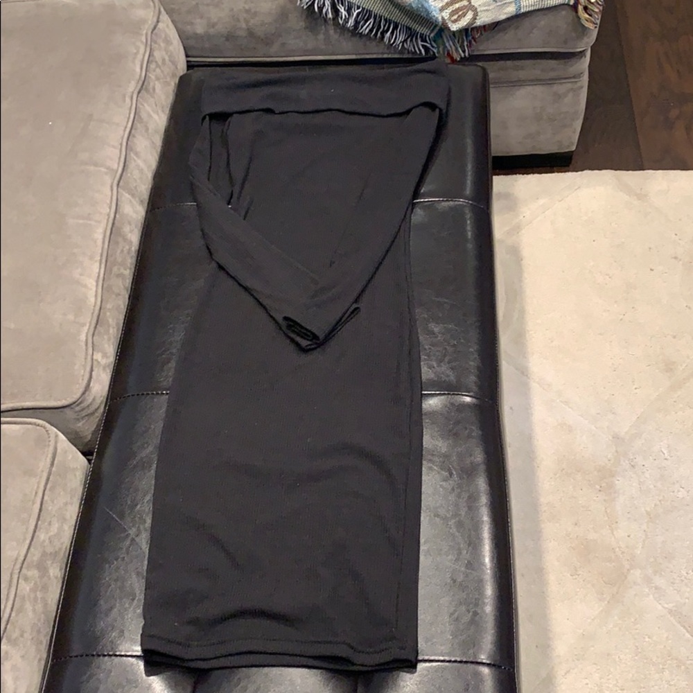 Off the shoulder black ribbed dress